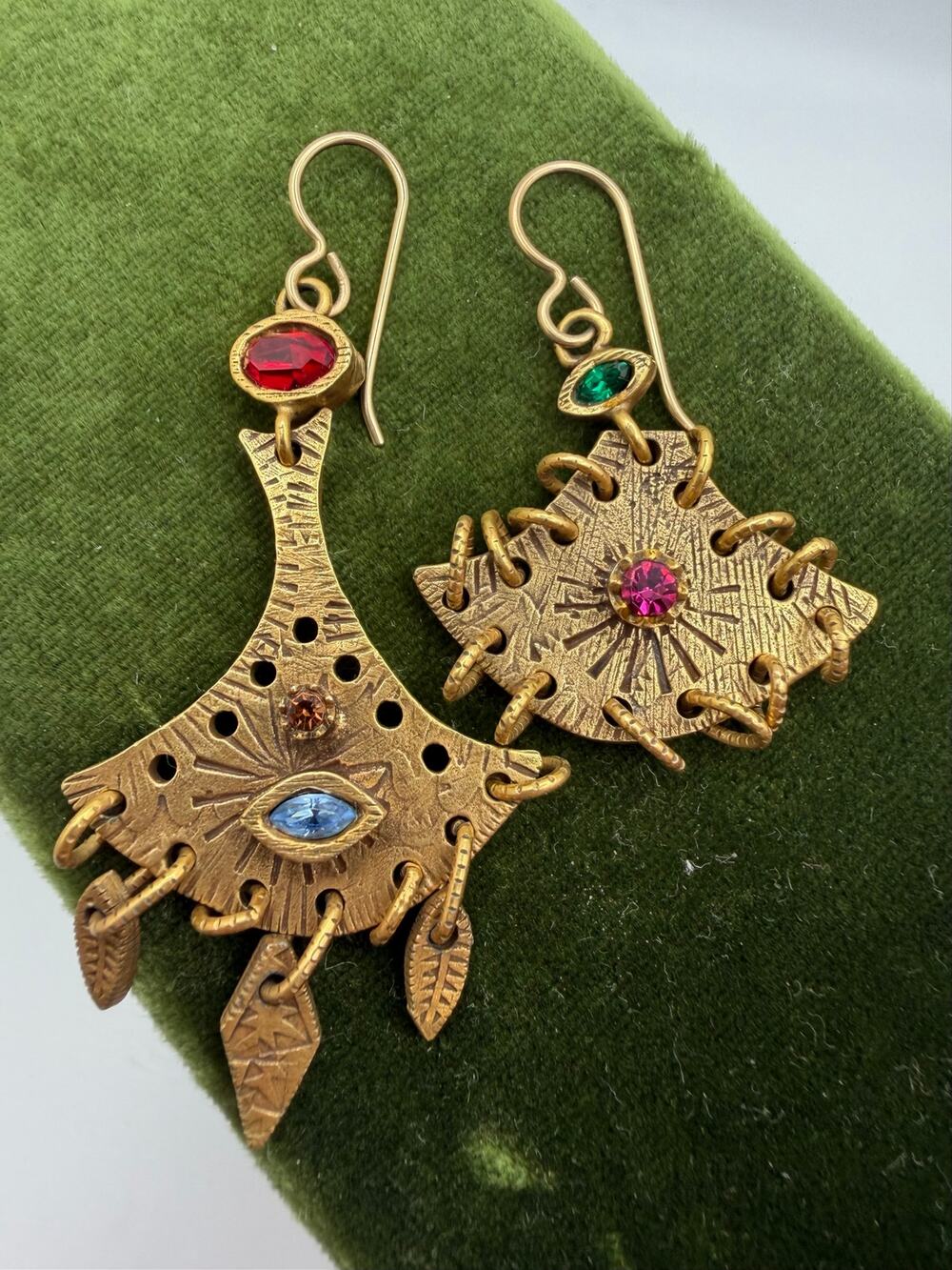 Abstract PATRICIA LOCKE Signed MODERNIST fan earrings